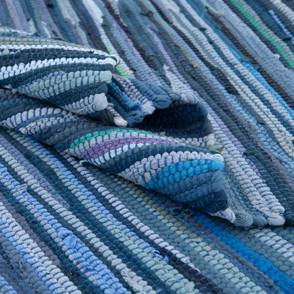 Indigo Weave Cotton Collection Area Rug - Santorini (Navy Blue) Rectangle Navy Blue  lifestyle 13