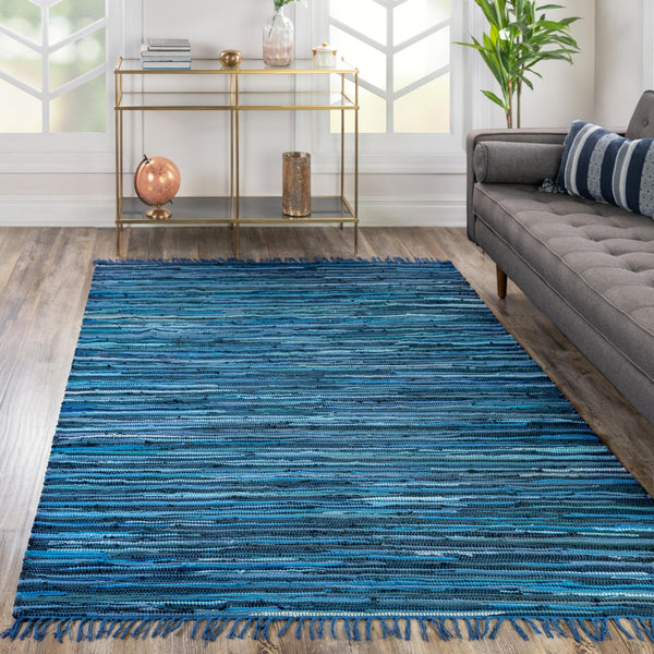 Indigo Weave Cotton Collection Area Rug - Santorini (Navy Blue) Rectangle Navy Blue  lifestyle 16