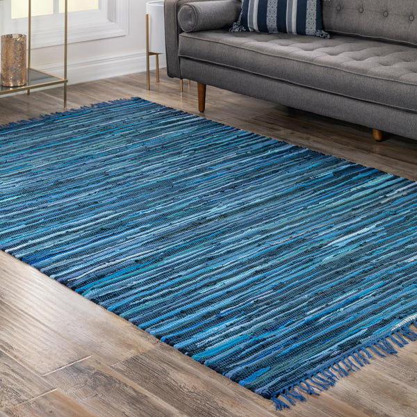 Indigo Weave Cotton Collection Area Rug - Santorini (Navy Blue) Rectangle Navy Blue  lifestyle 17