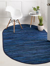 Indigo Weave Cotton Collection Area Rug - Santorini (Navy Blue) Oval Navy Blue  lifestyle 22