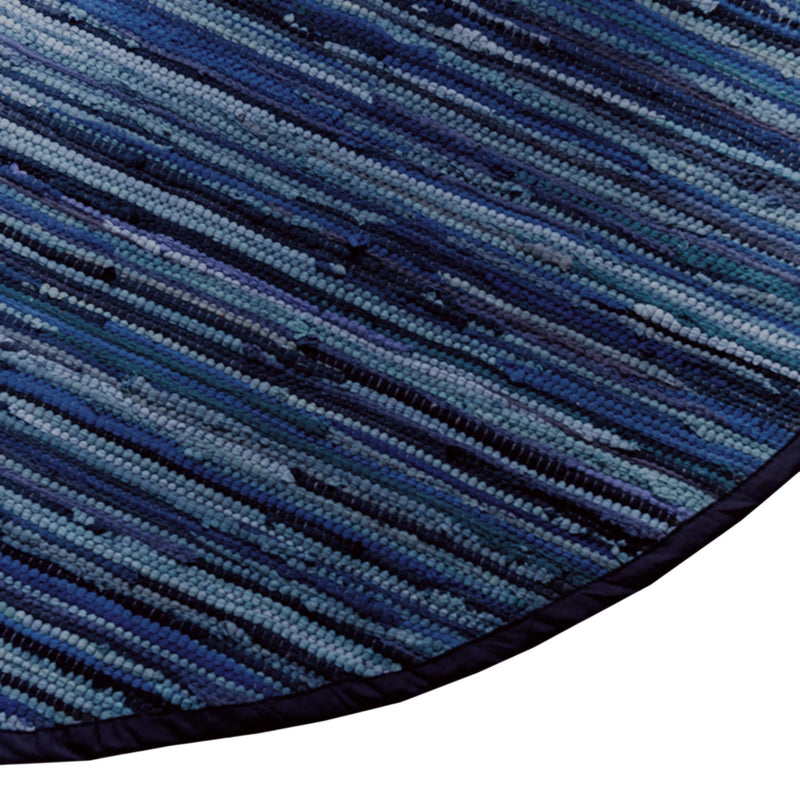Indigo Weave Cotton Collection Area Rug - Santorini (Navy Blue) Oval Navy Blue  lifestyle 41