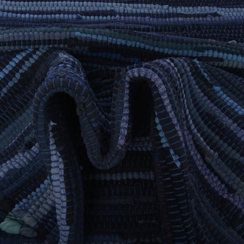 Indigo Weave Cotton Collection Area Rug - Santorini (Navy Blue) Oval Navy Blue  lifestyle 49