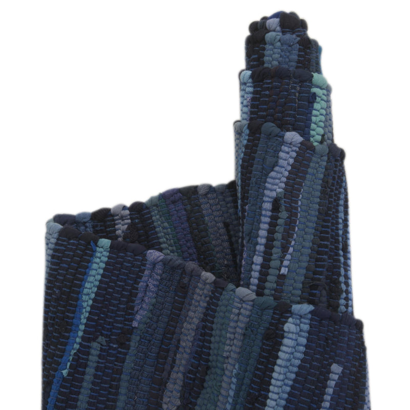 Indigo Weave Cotton Collection Area Rug - Santorini (Navy Blue) Oval Navy Blue  lifestyle 53