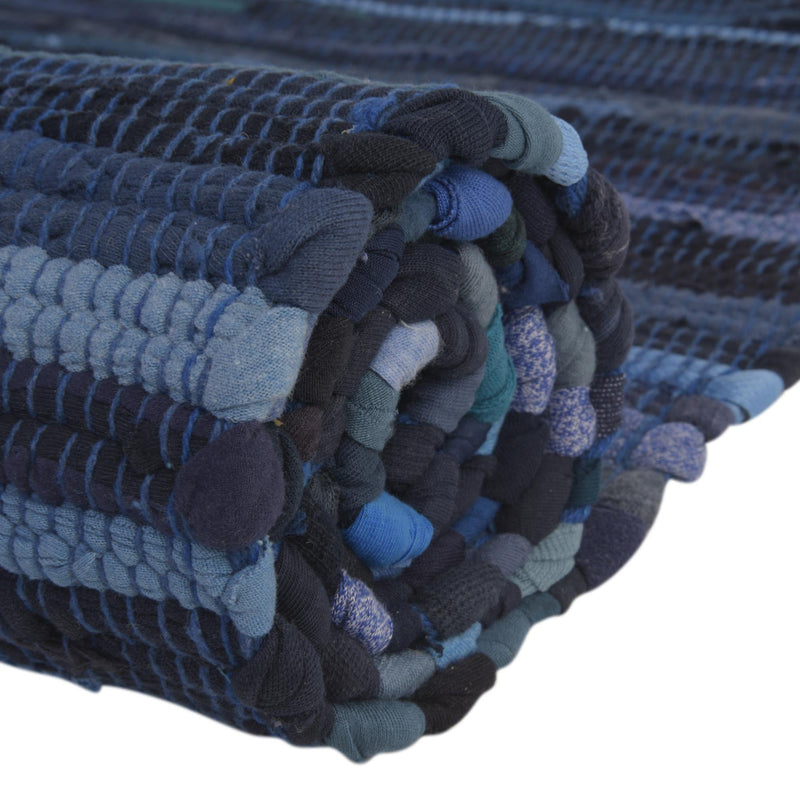 Indigo Weave Cotton Collection Area Rug - Santorini (Navy Blue) Oval Navy Blue  lifestyle 55