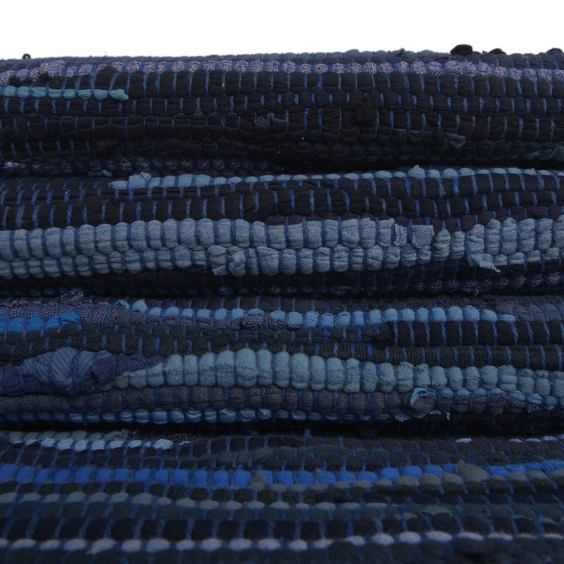 Indigo Weave Cotton Collection Area Rug - Santorini (Navy Blue) Oval Navy Blue  lifestyle 61