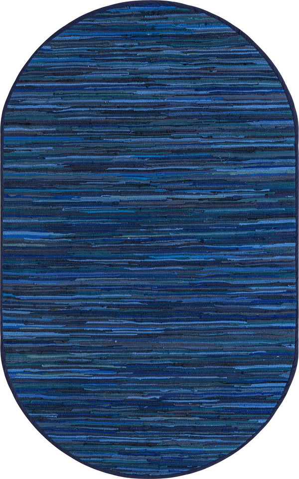 Indigo Weave Cotton Collection Area Rug - Santorini (Navy Blue) Oval Navy Blue  lifestyle 19