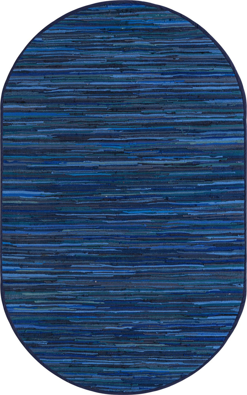 Indigo Weave Cotton Collection Area Rug - Santorini (Navy Blue) Oval Navy Blue  lifestyle 19