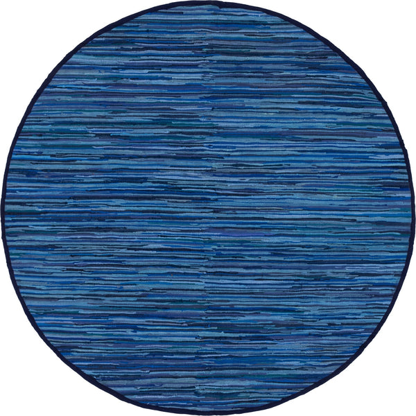 Indigo Weave Cotton Collection Area Rug - Santorini (Navy Blue) Round Navy Blue  lifestyle 20