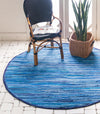 Indigo Weave Cotton Collection Area Rug - Santorini (Navy Blue) Round Navy Blue  lifestyle 23
