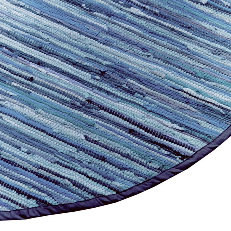 Indigo Weave Cotton Collection Area Rug - Santorini (Navy Blue) Round Navy Blue  lifestyle 42