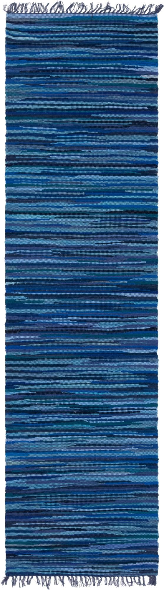 Indigo Weave Cotton Collection Area Rug - Santorini (Navy Blue) Runner Navy Blue  lifestyle 21