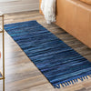 Indigo Weave Cotton Collection Area Rug - Santorini (Navy Blue) Runner Navy Blue  lifestyle 67