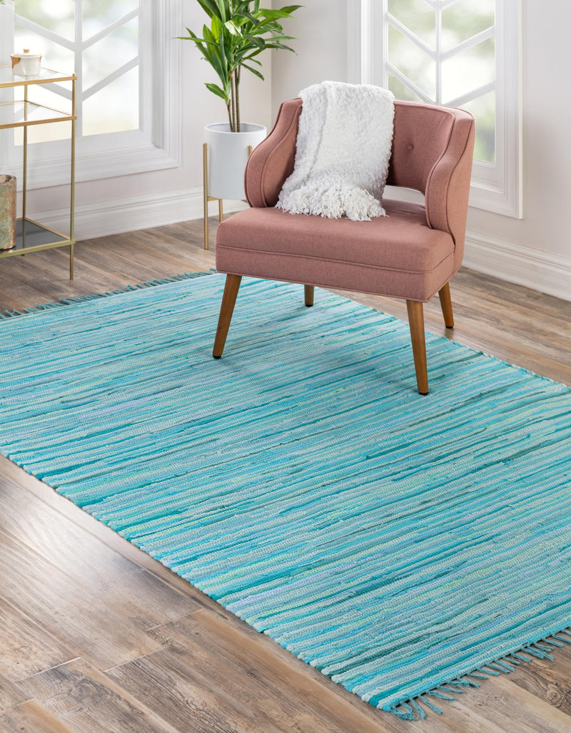 Indigo Weave Cotton Collection Area Rug - Santorini (Light Blue) Rectangle Light Blue  lifestyle 3