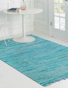 Indigo Weave Cotton Collection Area Rug - Santorini (Light Blue) Rectangle Light Blue  lifestyle 4