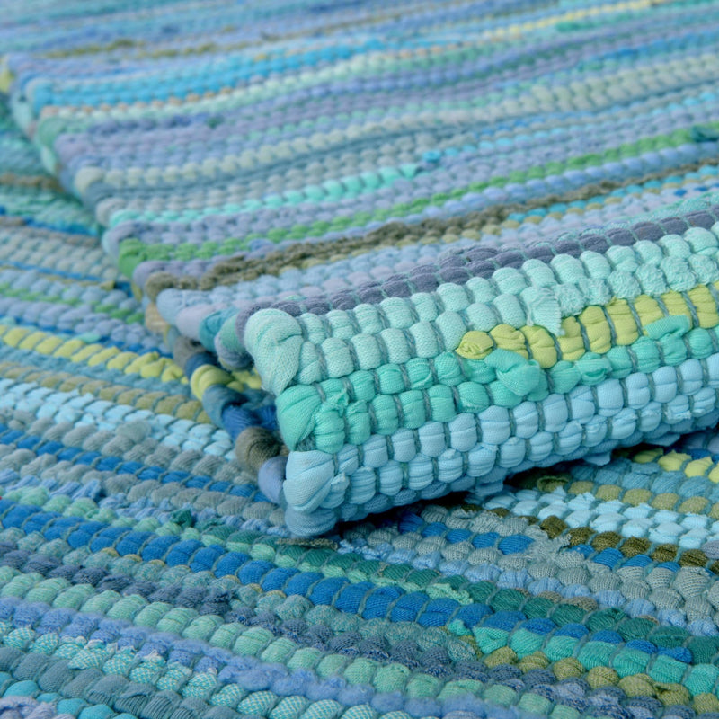 Indigo Weave Cotton Collection Area Rug - Santorini (Light Blue) Rectangle Light Blue  lifestyle 6