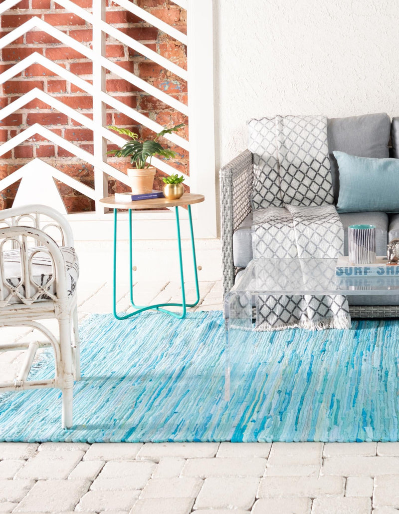Indigo Weave Cotton Collection Area Rug - Santorini (Light Blue) Rectangle Light Blue  lifestyle 16