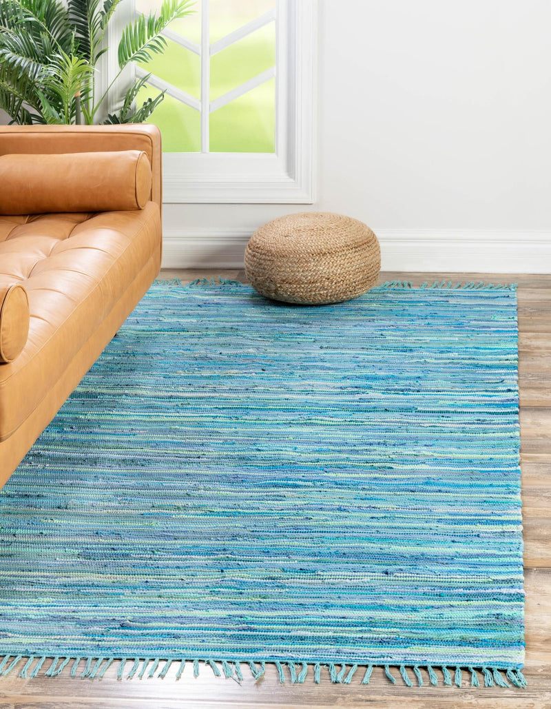 Indigo Weave Cotton Collection Area Rug - Santorini (Light Blue) Rectangle Light Blue  lifestyle 17