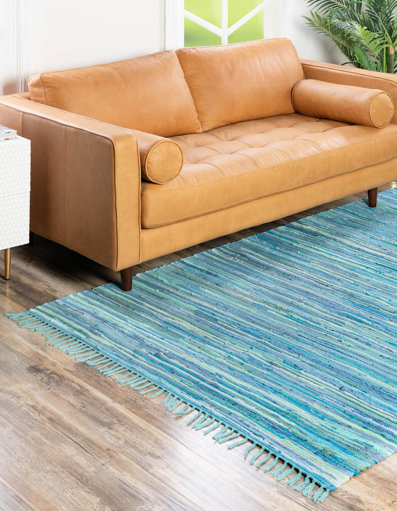 Indigo Weave Cotton Collection Area Rug - Santorini (Light Blue) Rectangle Light Blue  lifestyle 18