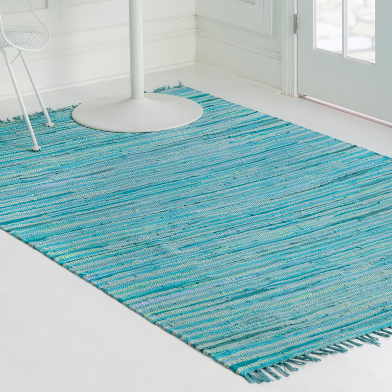 Indigo Weave Cotton Collection Area Rug - Santorini (Light Blue) Rectangle Light Blue  lifestyle 21