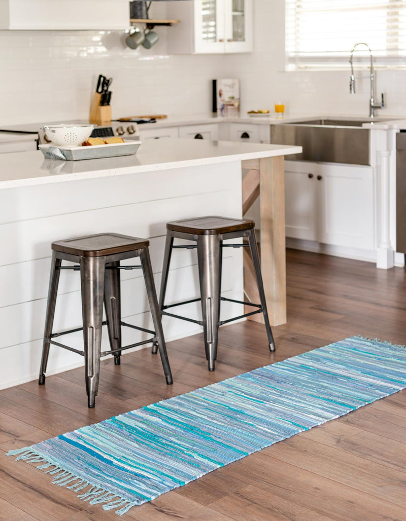 Indigo Weave Cotton Collection Area Rug - Santorini (Light Blue) Runner Light Blue  lifestyle 31