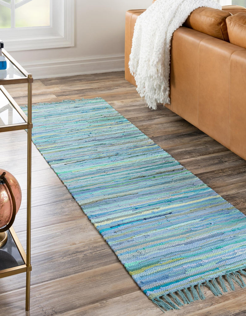 Indigo Weave Cotton Collection Area Rug - Santorini (Light Blue) Runner Light Blue  lifestyle 35