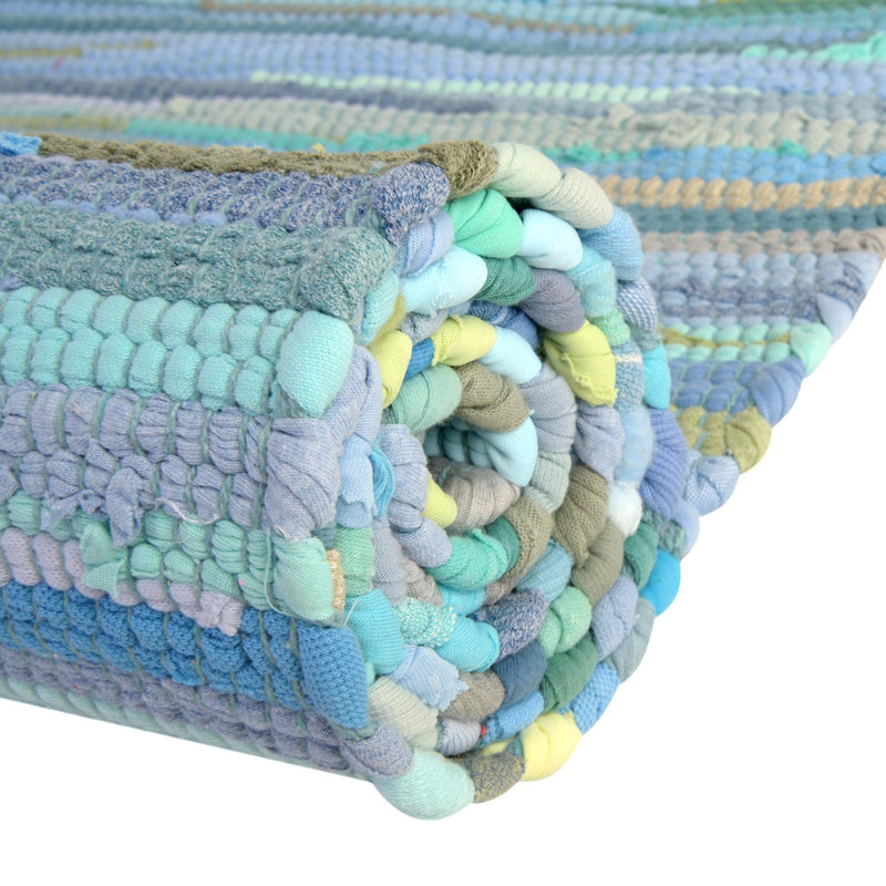 Indigo Weave Cotton Collection Area Rug - Santorini (Light Blue) Runner Light Blue  lifestyle 63