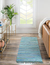 Indigo Weave Cotton Collection Area Rug - Santorini (Light Blue) Runner Light Blue  lifestyle 36