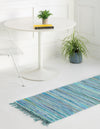 Indigo Weave Cotton Collection Area Rug - Santorini (Light Blue) Runner Light Blue  lifestyle 40
