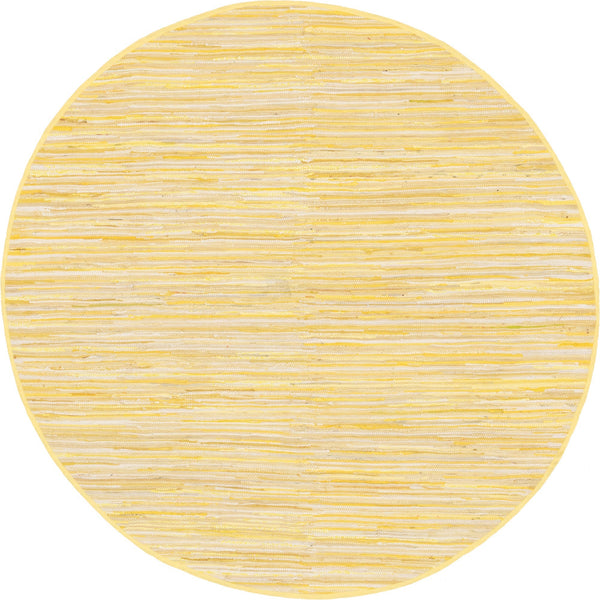 Indigo Weave Cotton Collection Area Rug - Santorini (Yellow) Round Yellow  lifestyle 17