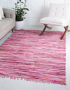 Indigo Weave Cotton Collection Area Rug - Santorini (Pink) Rectangle Pink  lifestyle 2