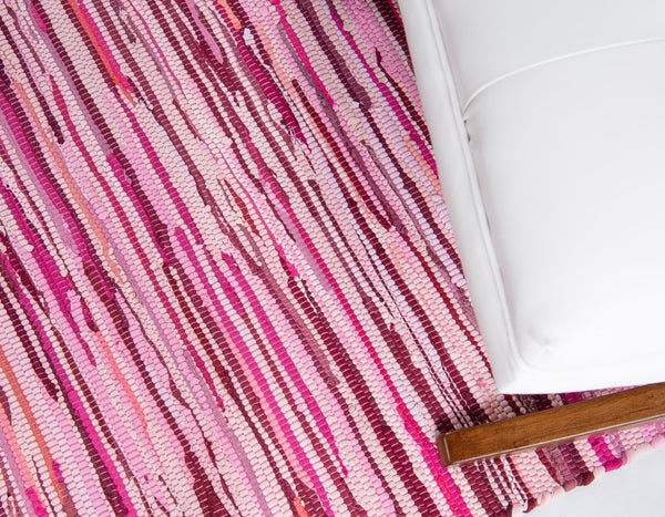 Indigo Weave Cotton Collection Area Rug - Santorini (Pink) Rectangle Pink  lifestyle 6