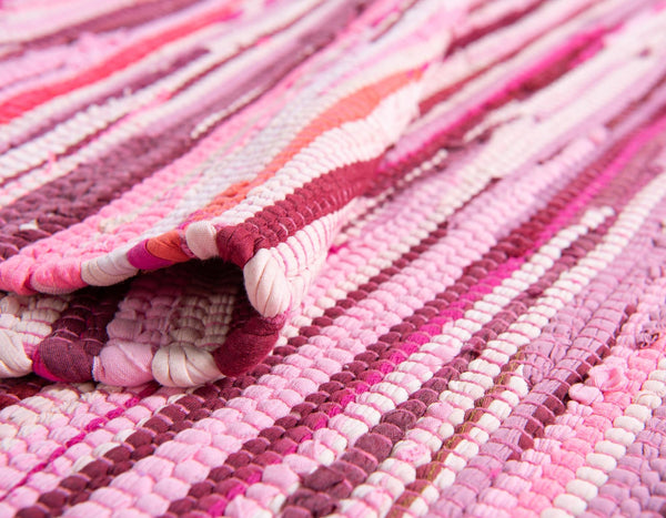 Indigo Weave Cotton Collection Area Rug - Santorini (Pink) Rectangle Pink  lifestyle 7