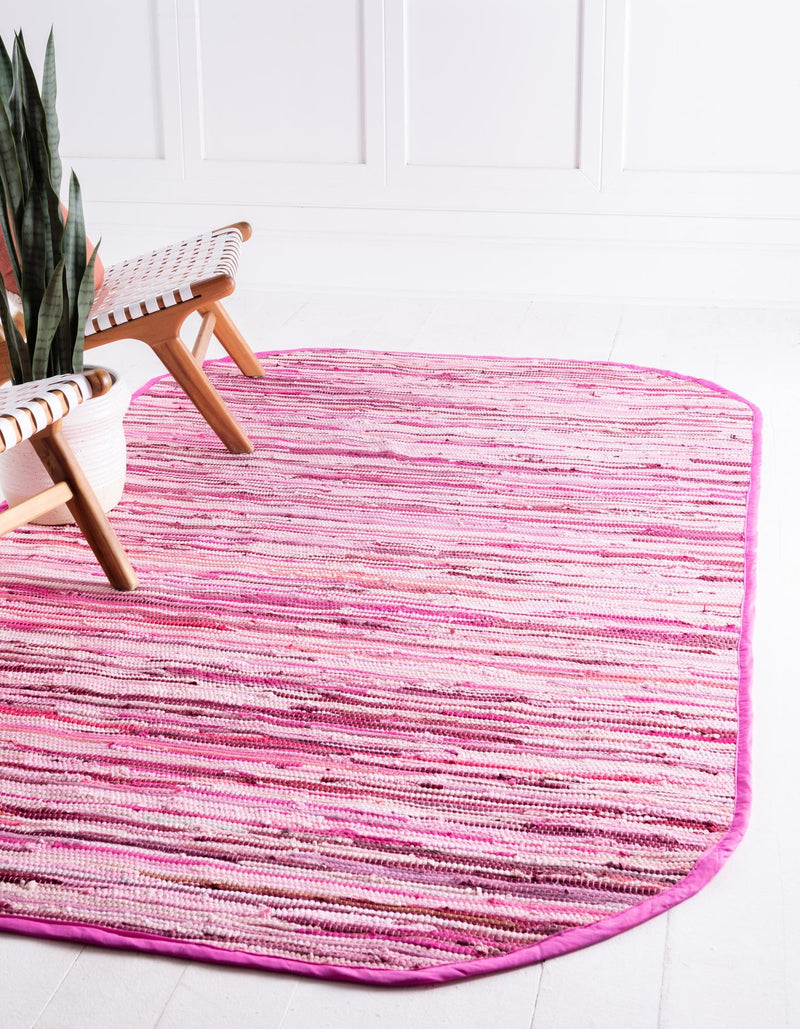Indigo Weave Cotton Collection Area Rug - Santorini (Pink) Oval Pink  lifestyle 14