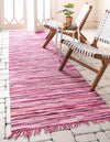 Indigo Weave Cotton Collection Area Rug - Santorini (Pink) Runner Pink  lifestyle 16