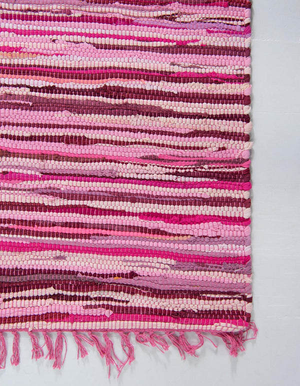 Indigo Weave Cotton Collection Area Rug - Santorini (Pink) Runner Pink  lifestyle 39