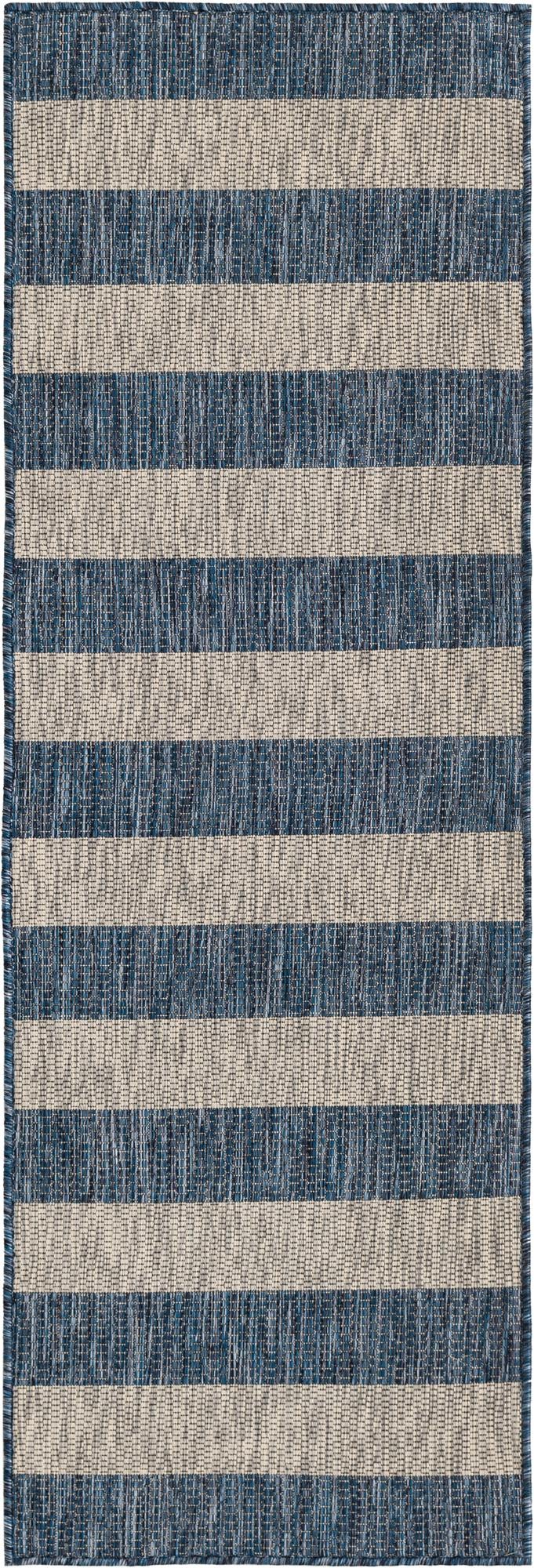 Seaside Stripes Collection Area Rug -  Veranda Runner Blue  lifestyle 101