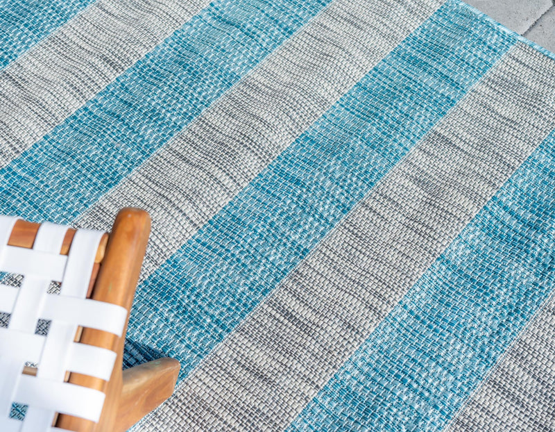 Patio Stripe Harmony Collection Area Rug -  Veranda Rectangle Light Aqua  lifestyle 21
