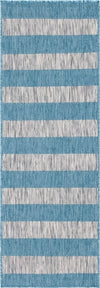Seaside Stripes Collection Area Rug -  Veranda Runner Light Aqua  lifestyle 103