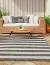 Patio Stripe Harmony Collection Area Rug -  Veranda Rectangle Charcoal Gray  lifestyle 20