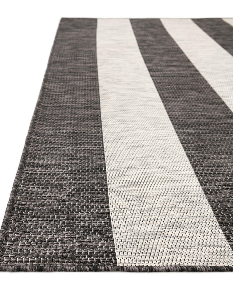 Seaside Stripes Collection Area Rug -  Veranda Rectangle Charcoal Gray  lifestyle 39