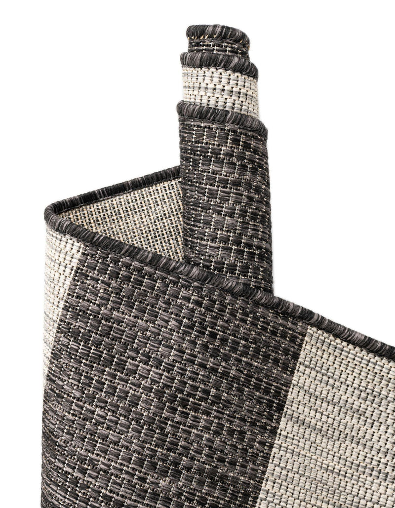 Seaside Stripes Collection Area Rug -  Veranda Rectangle Charcoal Gray  lifestyle 55