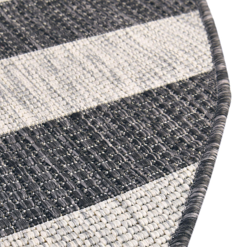 Patio Stripe Harmony Collection Area Rug -  Veranda Round Charcoal Gray  lifestyle 9