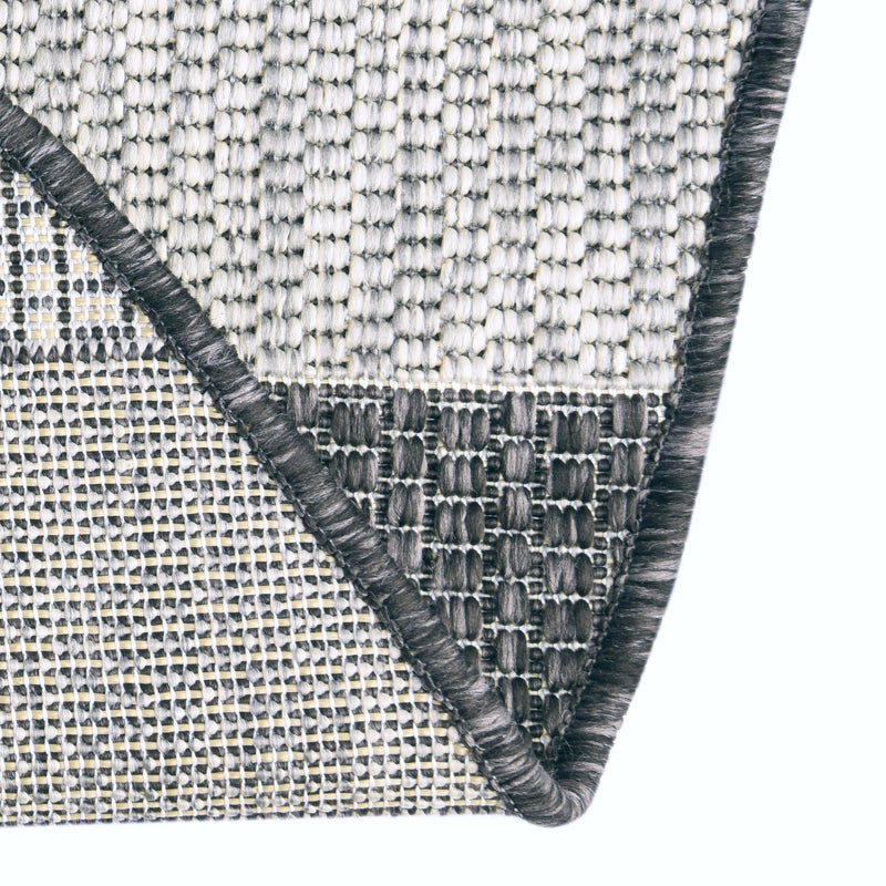 Patio Stripe Harmony Collection Area Rug -  Veranda Round Charcoal Gray  lifestyle 13