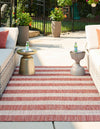 Patio Stripe Harmony Collection Area Rug -  Veranda Rectangle Rust Red  lifestyle 3