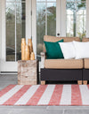 Patio Stripe Harmony Collection Area Rug -  Veranda Rectangle Rust Red  lifestyle 5