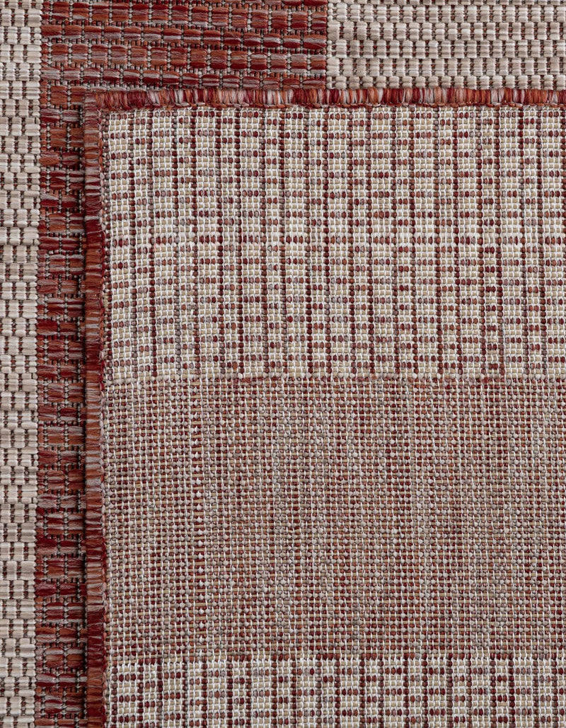 Seaside Stripes Collection Area Rug -  Veranda Rectangle Rust Red  lifestyle 48