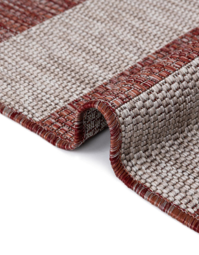 Seaside Stripes Collection Area Rug -  Veranda Rectangle Rust Red  lifestyle 52