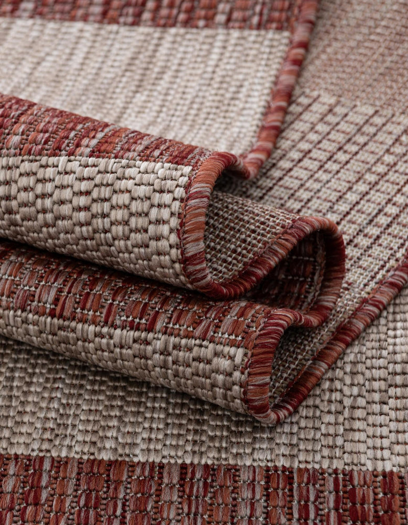 Seaside Stripes Collection Area Rug -  Veranda Rectangle Rust Red  lifestyle 41