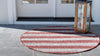 Patio Stripe Harmony Collection Area Rug -  Veranda Round Rust Red  lifestyle 3