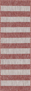 Seaside Stripes Collection Area Rug -  Veranda Runner Rust Red  lifestyle 104